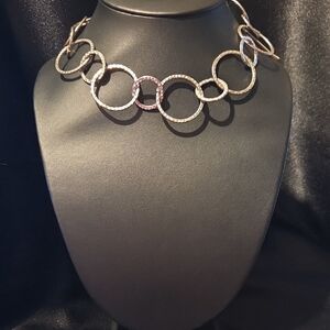 Macy's Hammered Silver Circle Choker Necklace